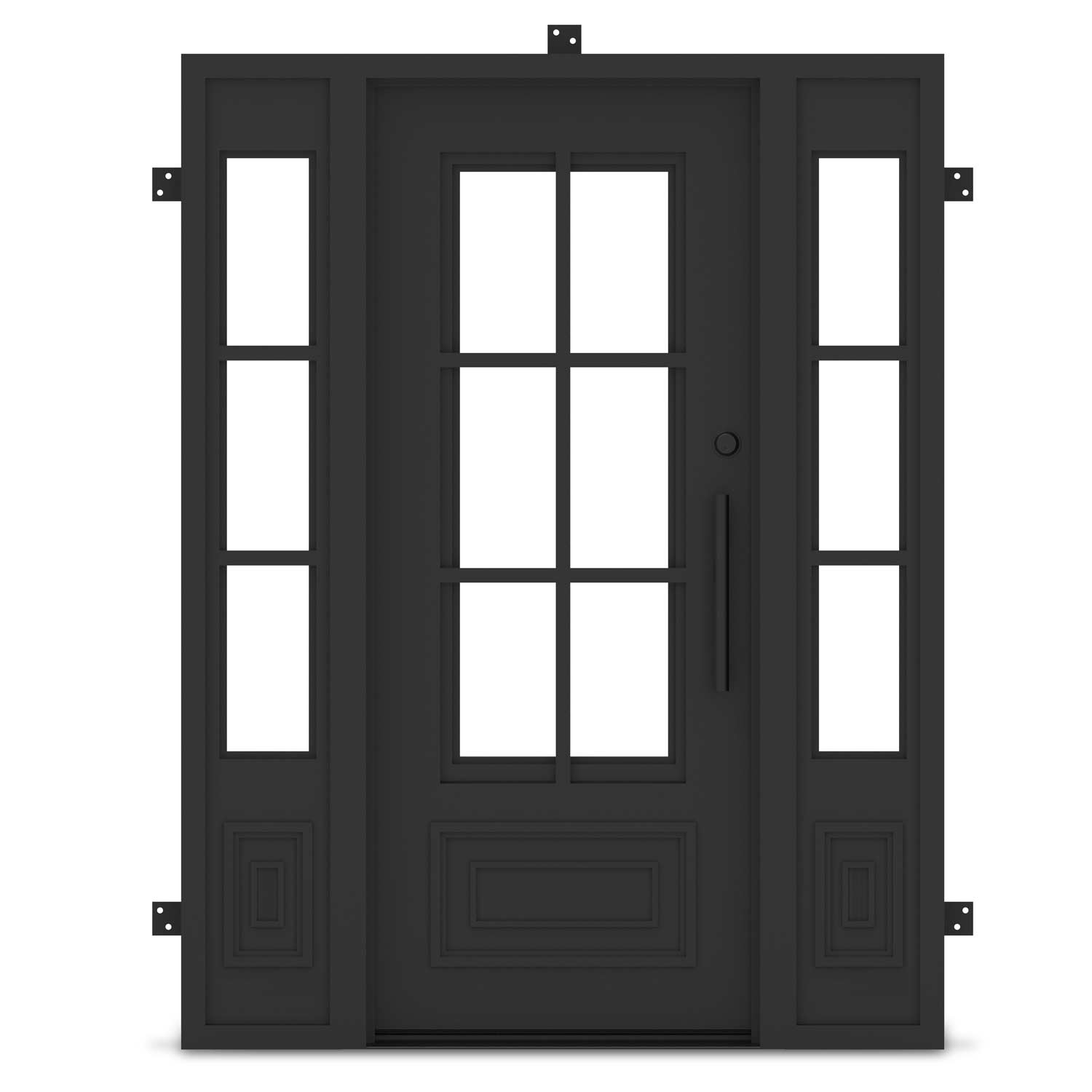 Biltmore 23 Black Single Iron Front Door with Sidelights