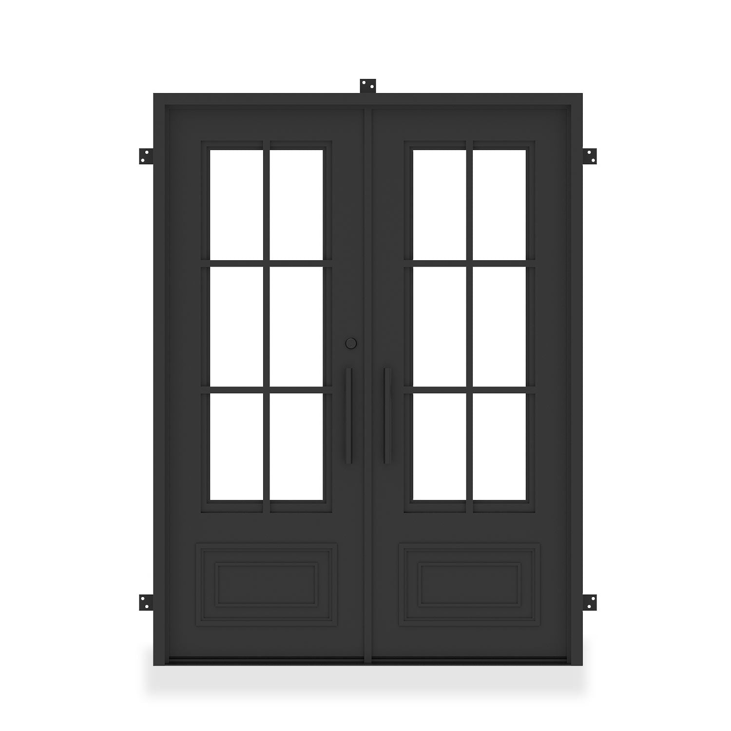 Biltmore 43 Black Double Wrought Iron Exterior Door - Prehung Double Front Doors
