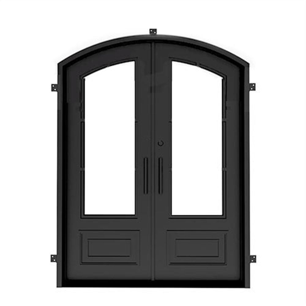 Custom Built - Biltmore Black Exterior Double Iron Entry Door