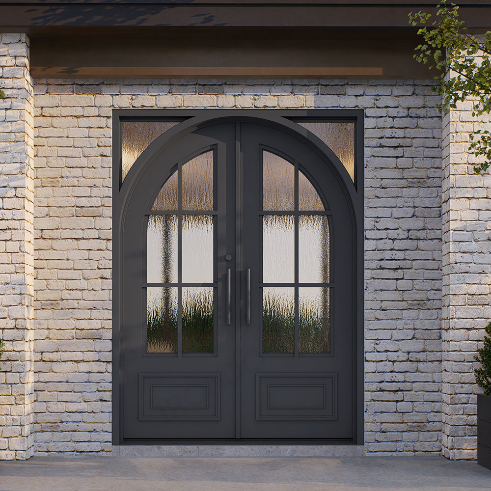 Biltmore Black 43 Round Top w/ Square Jamb Exterior Entry Iron Door