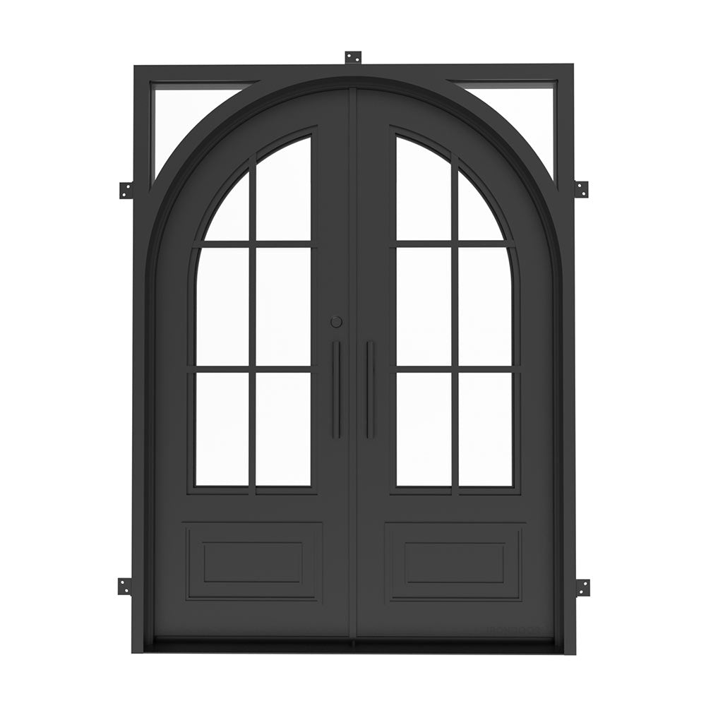 Biltmore Black 43 Round Top w/ Square Jamb Exterior Entry Iron Door