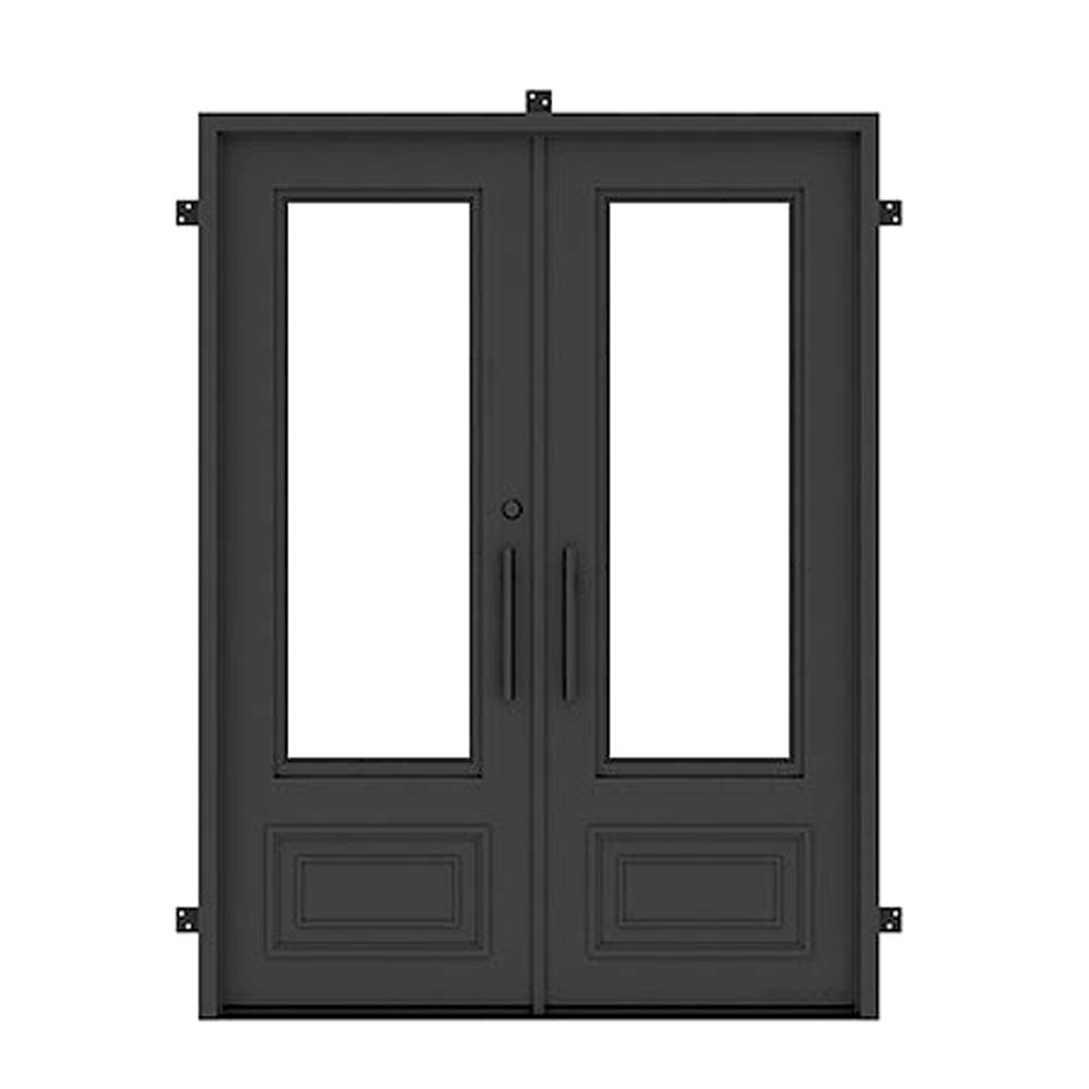 Custom Built - Biltmore Black Exterior Double Iron Entry Door