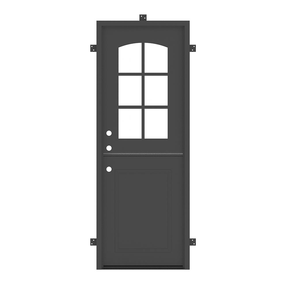 Biltmore Black Dutch Door - Eyebrow Glass Exterior Wrought Iron Door