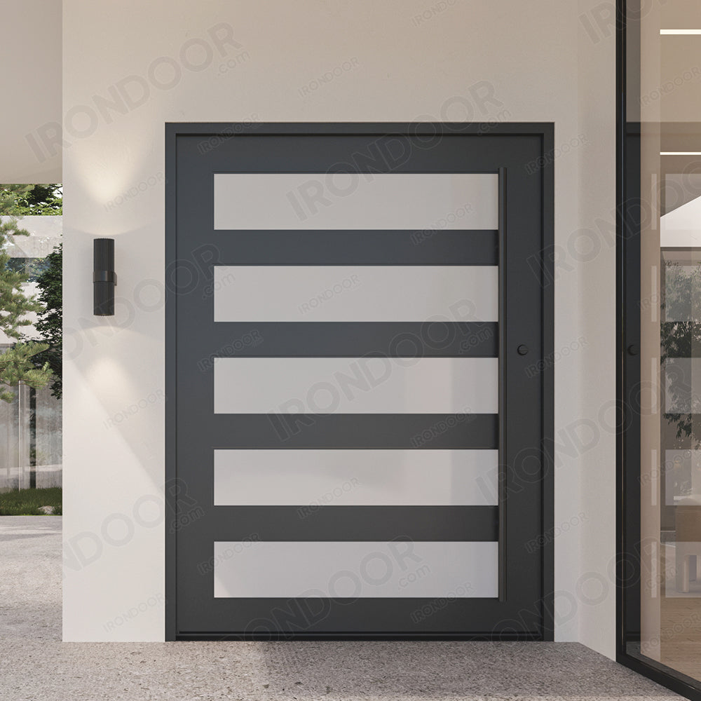Fivelite Pivot Black Wrought Iron Exterior Door