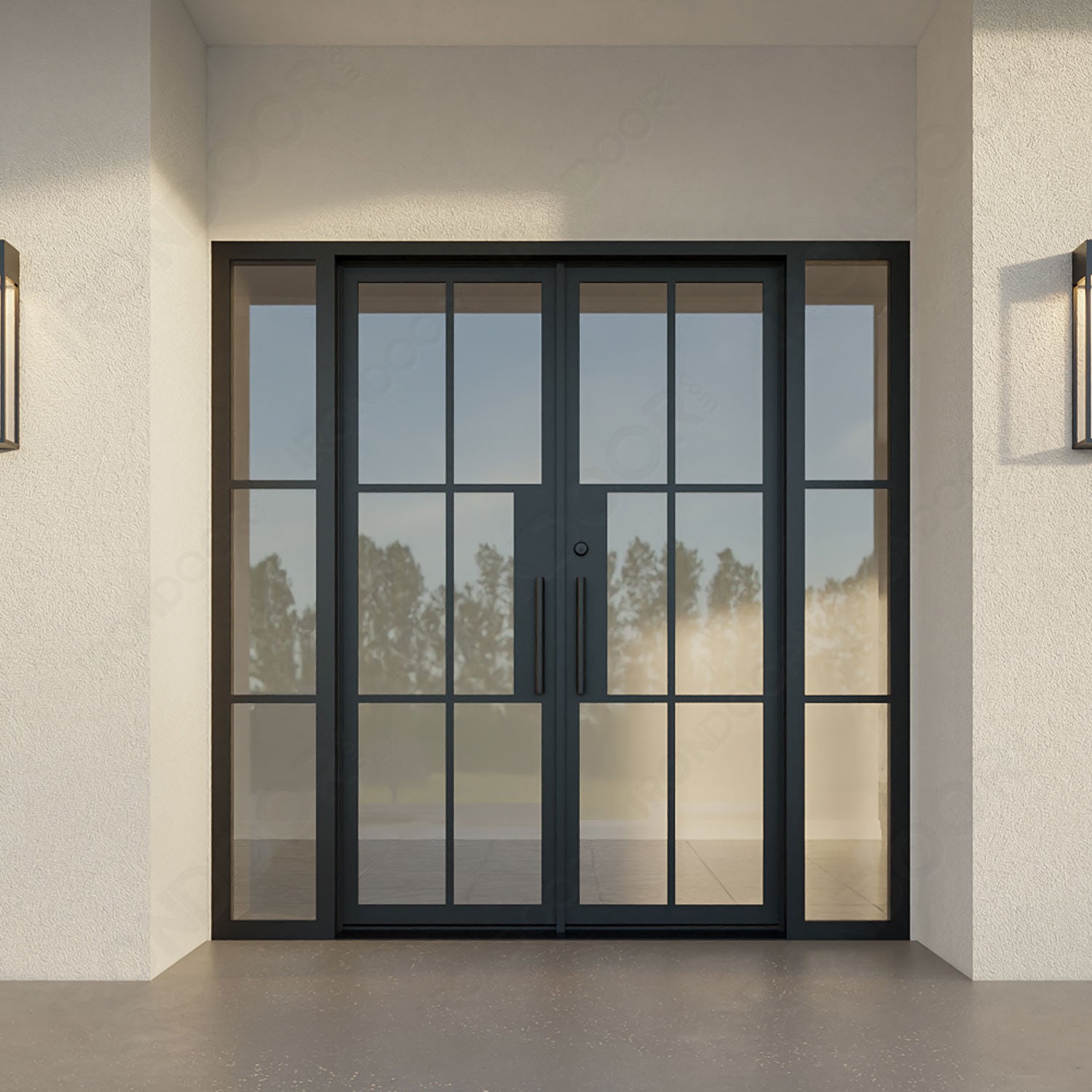 Liteair 43 - Double Steel French exterior door with Sidelights