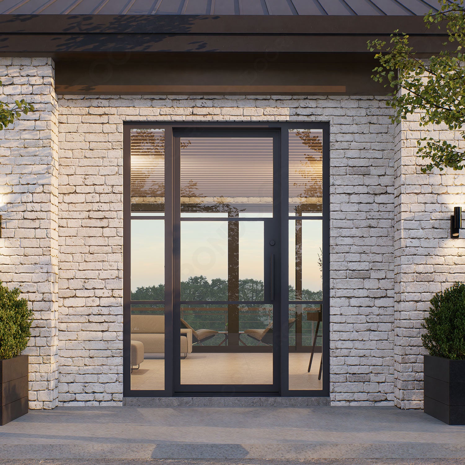 Openair 13 Black Single + Sidelights | Steel French Door