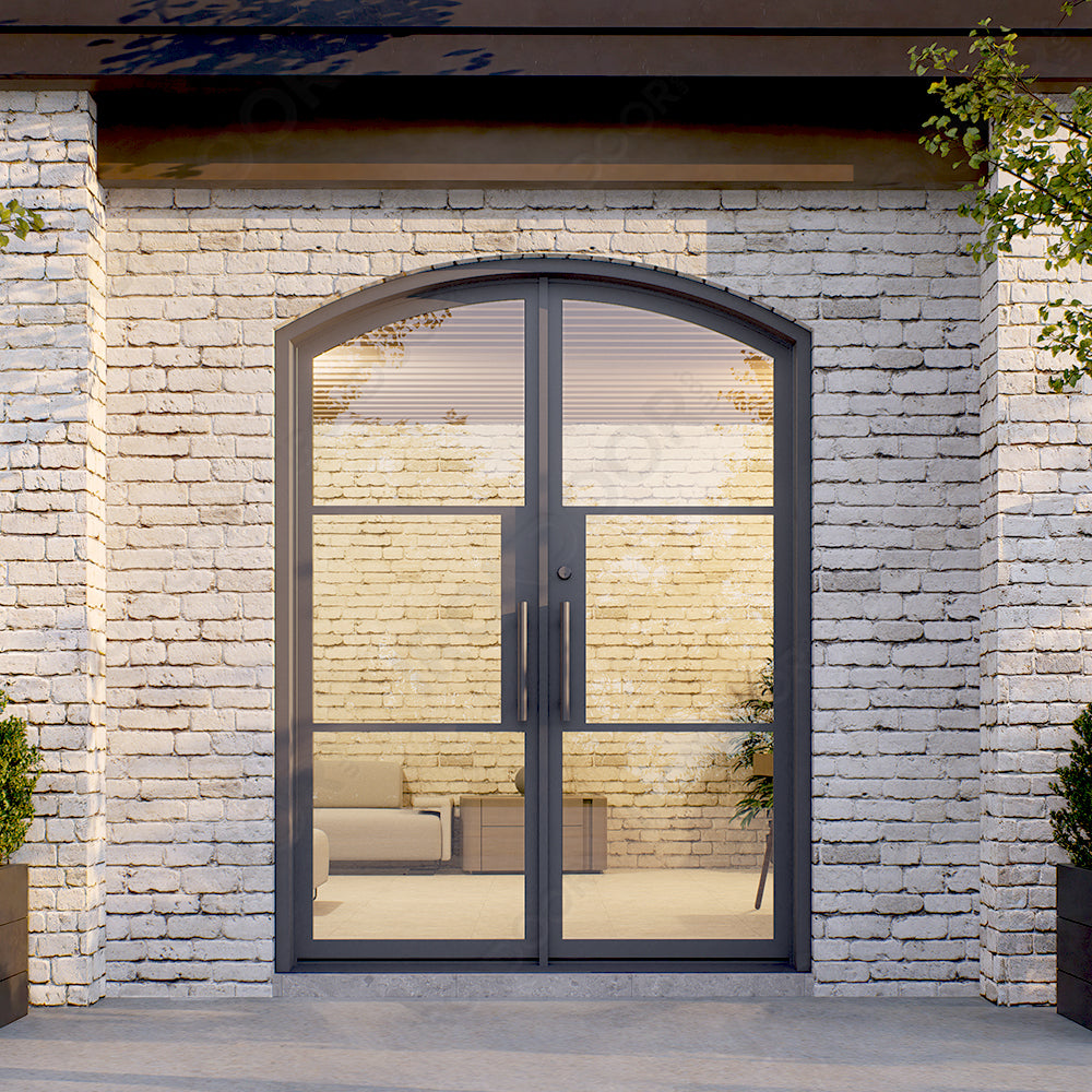 Openair 23 Black Eyebrow Double Steel French Entry Door