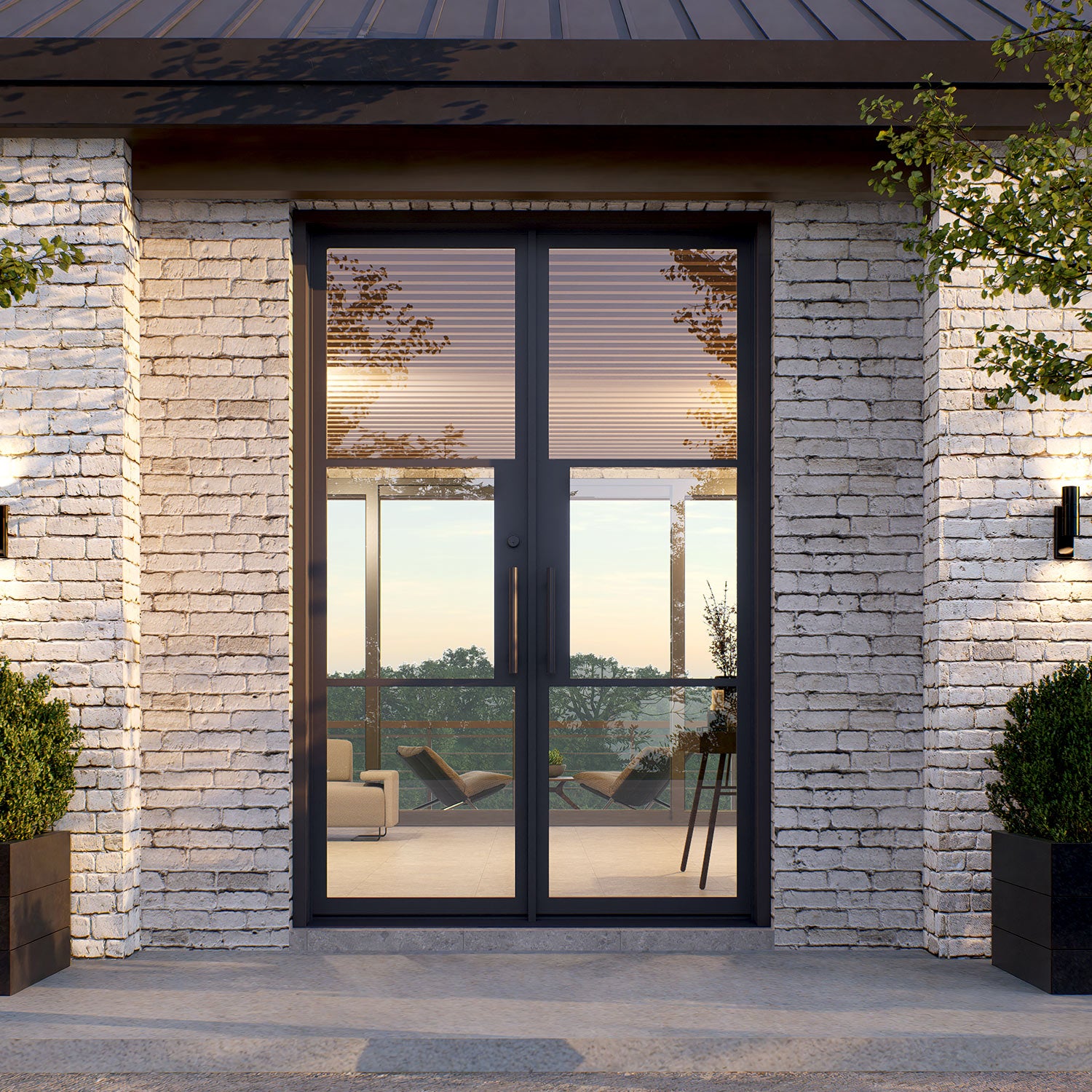 Openair 23 Black - Exterior Steel French Doors - Double Front Doors
