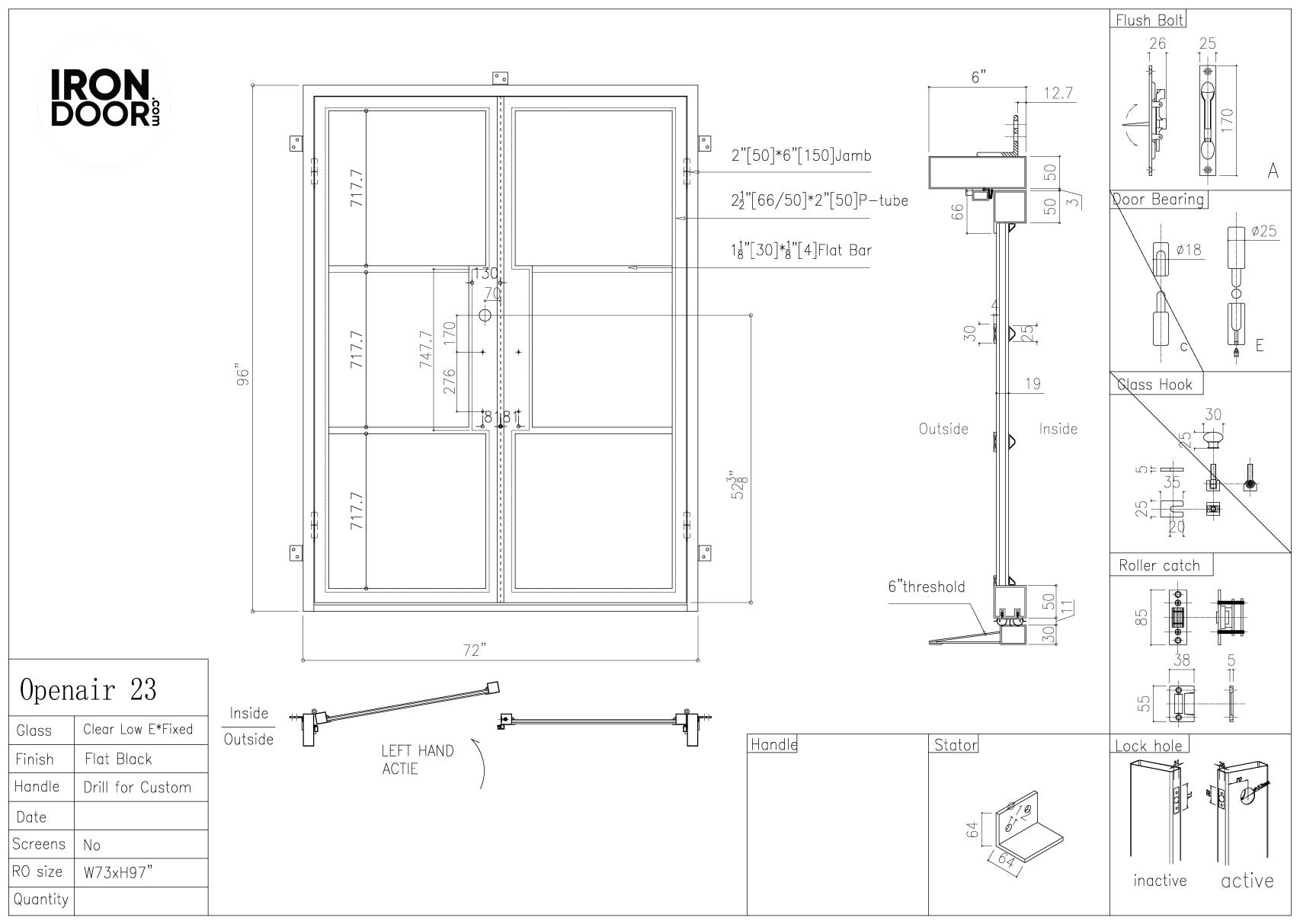 Openair 23 Black - Exterior Steel French Doors - Double Front Doors