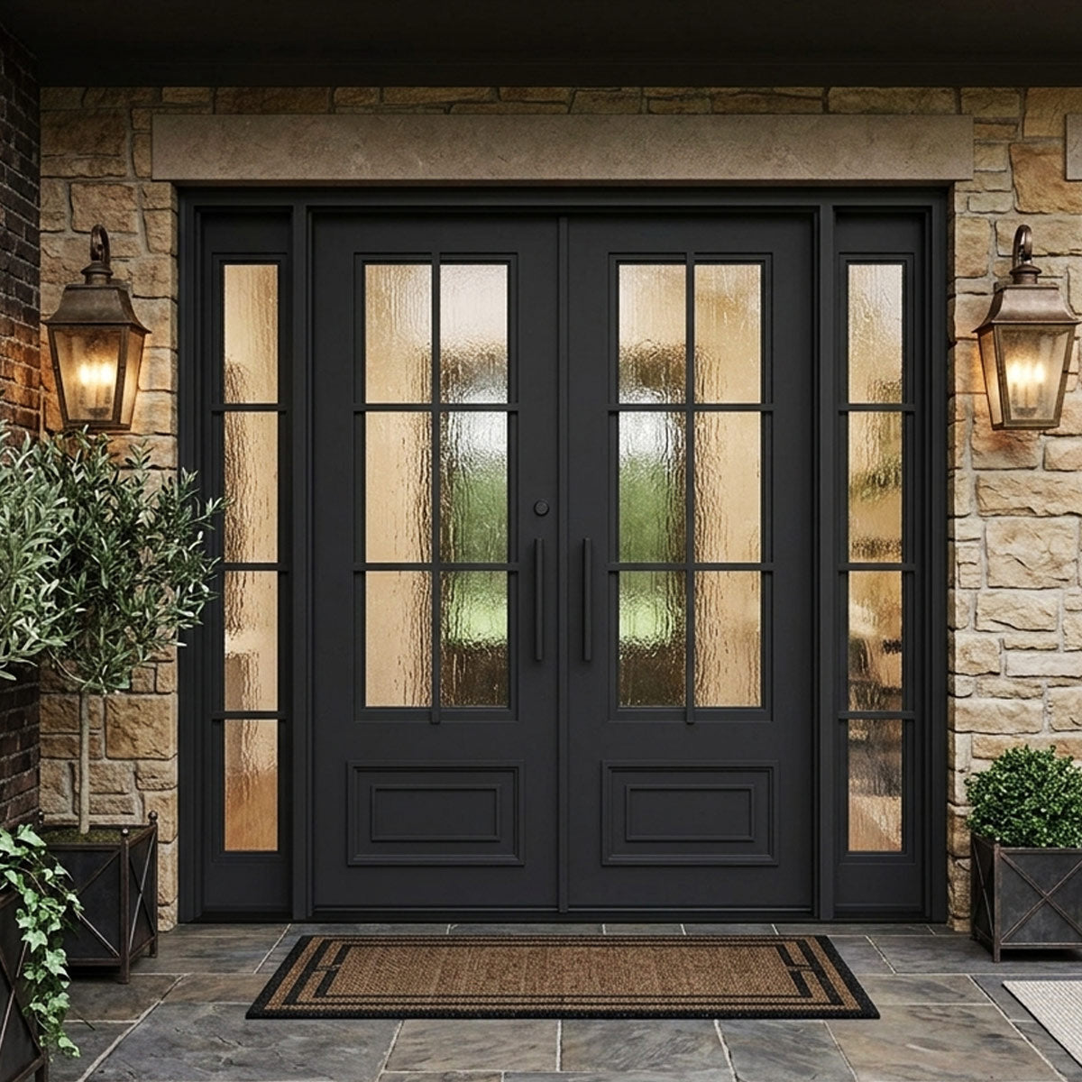 Biltmore 43 - Double Steel French exterior doors with Sidelights