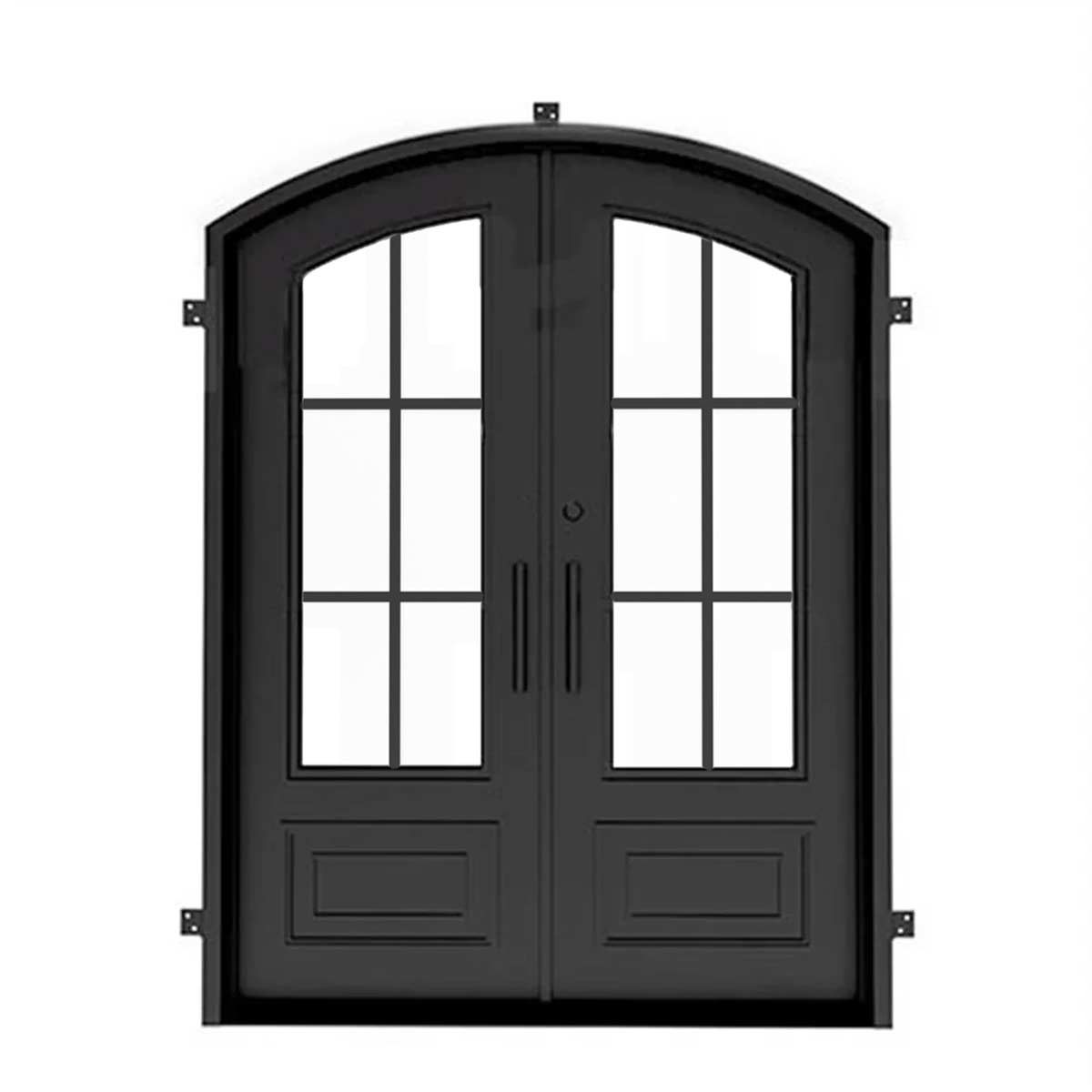 Biltmore 43 Black - Eyebrow Top Double Exterior Iron Front Door