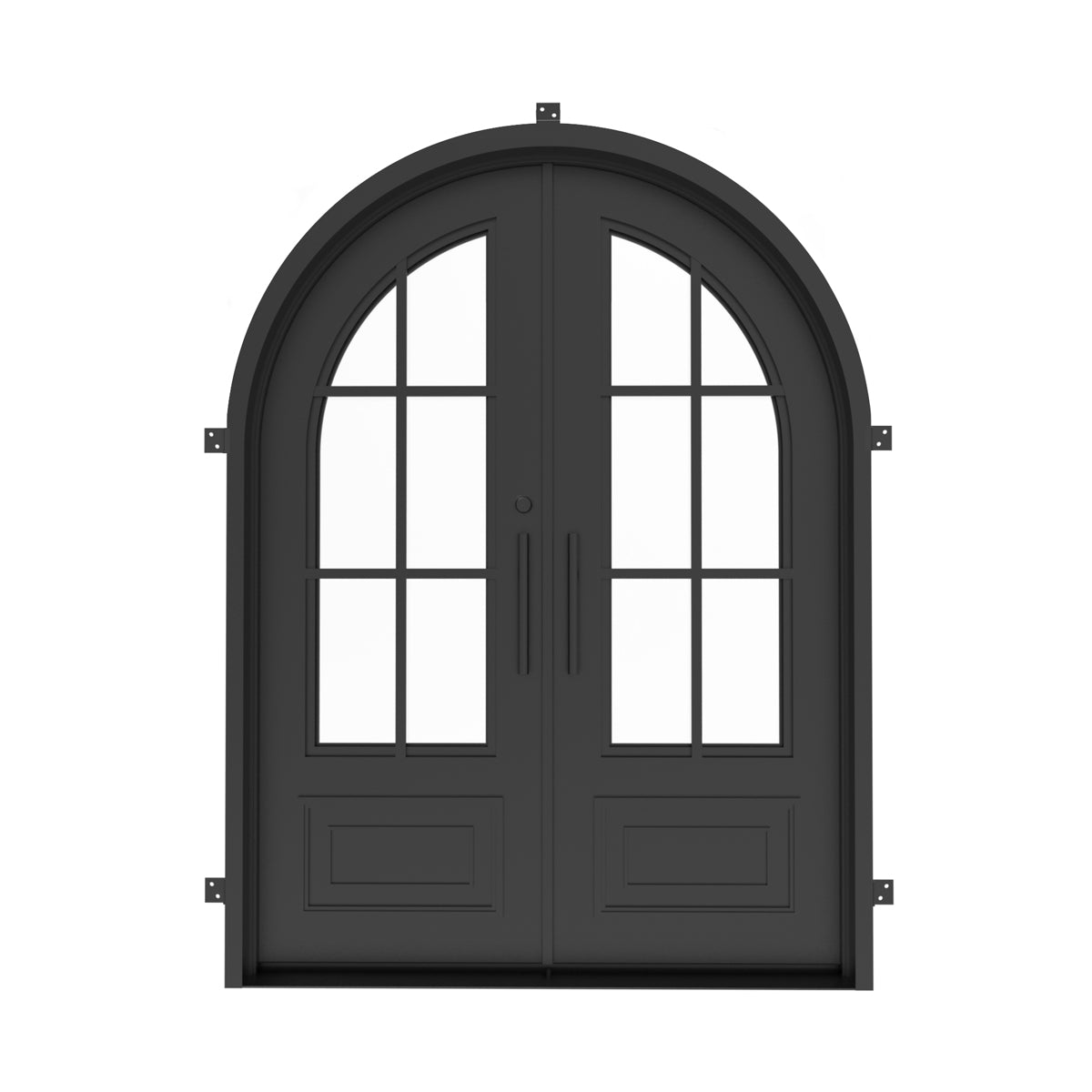 Biltmore 43 Black - Round Top Double Exterior Door - Prehung Iron Front Doors