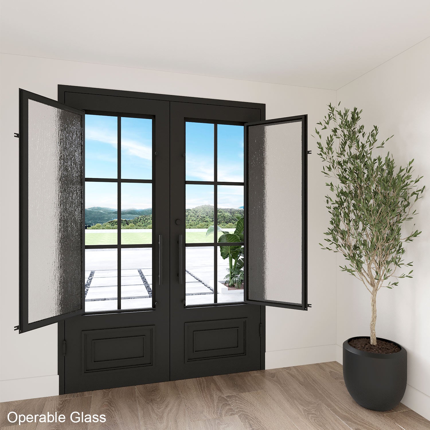 Biltmore 23 Black Single - Eyebrow Exterior Wrought Iron Door