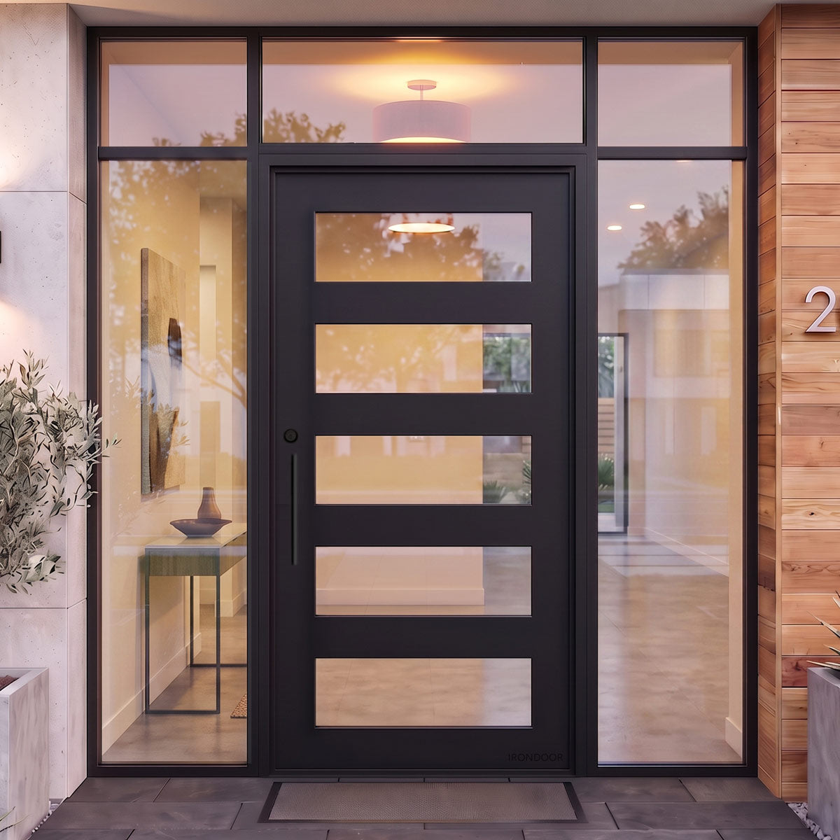 4080 Black Steel 5 Lite Single Exterior Front Door