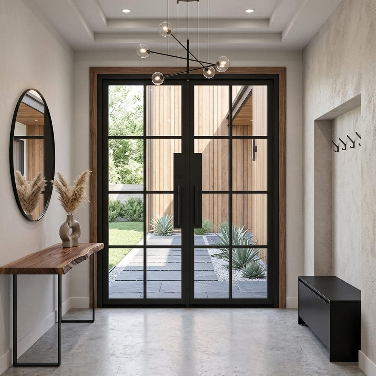 Liteair 44 Black - Double Front Exterior Steel French Doors