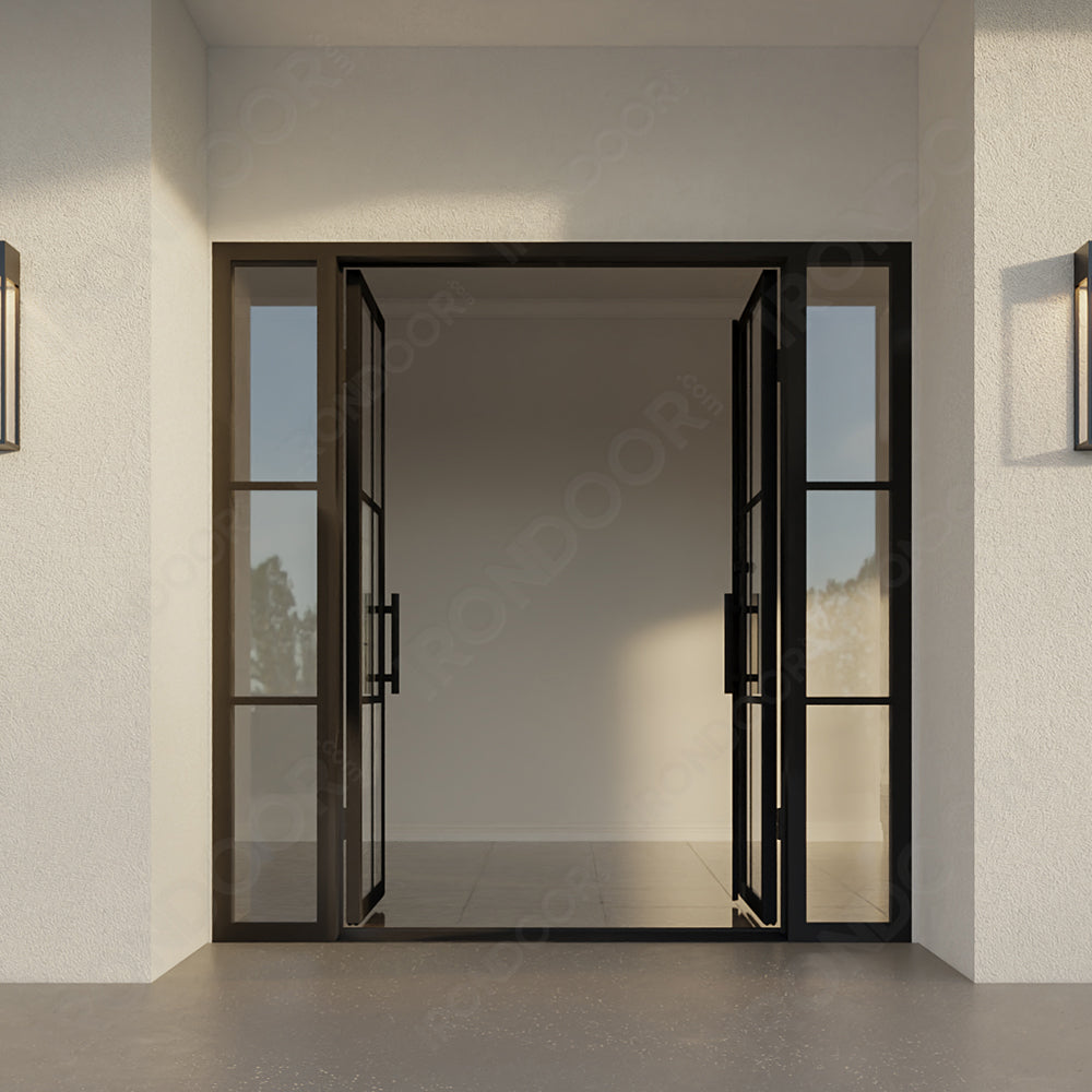 Liteair 23 + Sidelights | Double Steel Exterior French Door
