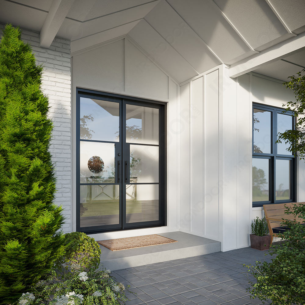 Openair 23 Black - Exterior Steel French Doors - Double Front Doors